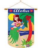 Aloha Girl - Fun In The Sun Summer Vertical Applique Decorative Flags HG106044