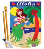 Aloha Girl - Fun In The Sun Summer Vertical Applique Decorative Flags HG106044