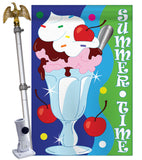 Summer Time Ice Cream - Fun In The Sun Summer Vertical Applique Decorative Flags HG106051