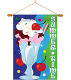 Summer Time Ice Cream - Fun In The Sun Summer Vertical Applique Decorative Flags HG106051