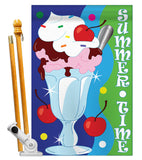 Summer Time Ice Cream - Fun In The Sun Summer Vertical Applique Decorative Flags HG106051