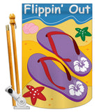 Flippin' Out - Fun In The Sun Summer Vertical Applique Decorative Flags HG106054