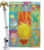 Summer Collage - Fun In The Sun Summer Vertical Impressions Decorative Flags HG106065 Made In USA