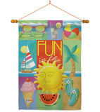 Summer Collage - Fun In The Sun Summer Vertical Impressions Decorative Flags HG106065 Made In USA