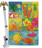 Tropical Collage - Fun In The Sun Summer Vertical Impressions Decorative Flags HG106067 Made In USA