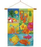 Tropical Collage - Fun In The Sun Summer Vertical Impressions Decorative Flags HG106067 Made In USA