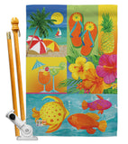 Tropical Collage - Fun In The Sun Summer Vertical Impressions Decorative Flags HG106067 Made In USA