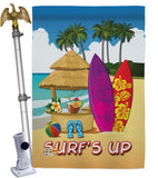 Surf's Up Hut - Fun In The Sun Summer Vertical Impressions Decorative Flags HG106070 Made In USA