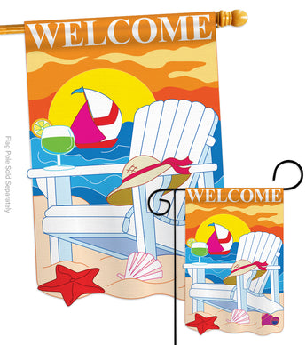 Seaside - Fun In The Sun Summer Vertical Applique Decorative Flags HG106037