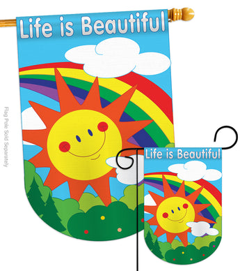 Life Is Beautiful - Fun In The Sun Summer Vertical Applique Decorative Flags HG106040