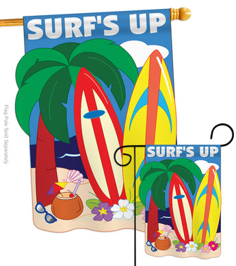 Surf's Up - Fun In The Sun Summer Vertical Applique Decorative Flags HG106041