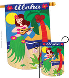 Aloha Girl - Fun In The Sun Summer Vertical Applique Decorative Flags HG106044