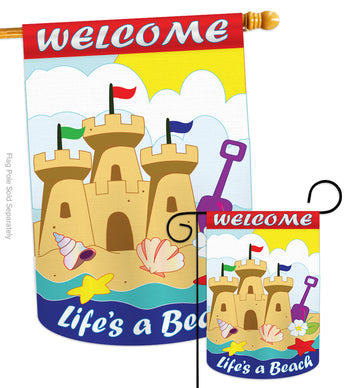 Life's A Beach - Fun In The Sun Summer Vertical Applique Decorative Flags HG106050