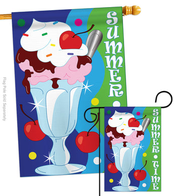 Summer Time Ice Cream - Fun In The Sun Summer Vertical Applique Decorative Flags HG106051