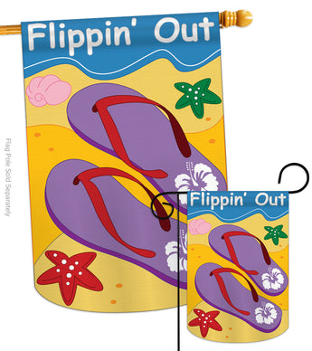 Flippin' Out - Fun In The Sun Summer Vertical Applique Decorative Flags HG106054