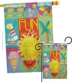 Summer Collage - Fun In The Sun Summer Vertical Impressions Decorative Flags HG106065 Made In USA