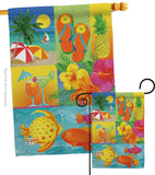 Tropical Collage - Fun In The Sun Summer Vertical Impressions Decorative Flags HG106067 Made In USA