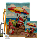 Beach Chair - Fun In The Sun Summer Horizontal Impressions Decorative Flags HG190162 Made In USA