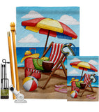 Beach Chair - Fun In The Sun Summer Horizontal Impressions Decorative Flags HG190162 Made In USA