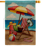 Beach Chair - Fun In The Sun Summer Horizontal Impressions Decorative Flags HG190162 Made In USA