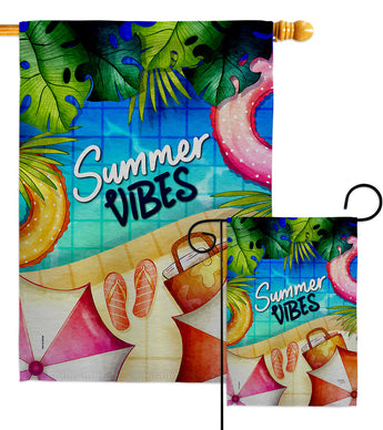 Summer Pool Vibes - Fun In The Sun Summer Horizontal Impressions Decorative Flags HG120246 Made In USA