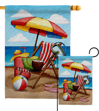 Beach Chair - Fun In The Sun Summer Horizontal Impressions Decorative Flags HG190162 Made In USA