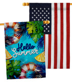 Hello Cool Summer - Fun In The Sun Summer Horizontal Impressions Decorative Flags HG120247 Made In USA