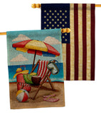 Beach Chair - Fun In The Sun Summer Horizontal Impressions Decorative Flags HG190162 Made In USA