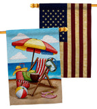 Beach Chair - Fun In The Sun Summer Horizontal Impressions Decorative Flags HG190162 Made In USA