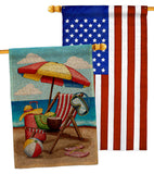 Beach Chair - Fun In The Sun Summer Horizontal Impressions Decorative Flags HG190162 Made In USA