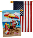 Beach Chair - Fun In The Sun Summer Horizontal Impressions Decorative Flags HG190162 Made In USA