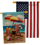 Beach Chair - Fun In The Sun Summer Horizontal Impressions Decorative Flags HG190162 Made In USA