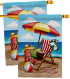 Beach Chair - Fun In The Sun Summer Horizontal Impressions Decorative Flags HG190162 Made In USA