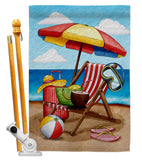 Beach Chair - Fun In The Sun Summer Horizontal Impressions Decorative Flags HG190162 Made In USA