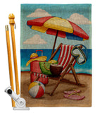 Beach Chair - Fun In The Sun Summer Horizontal Impressions Decorative Flags HG190162 Made In USA