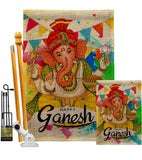 Happy Ganesh - Faith & Religious Inspirational Vertical Impressions Decorative Flags HG190003 Made In USA