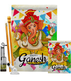 Happy Ganesh - Faith & Religious Inspirational Vertical Impressions Decorative Flags HG190003 Made In USA