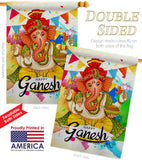 Happy Ganesh - Faith & Religious Inspirational Vertical Impressions Decorative Flags HG190003 Made In USA