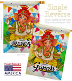 Happy Ganesh - Faith & Religious Inspirational Vertical Impressions Decorative Flags HG190003 Made In USA