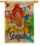 Happy Ganesh - Faith & Religious Inspirational Vertical Impressions Decorative Flags HG190003 Made In USA