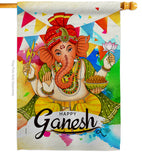 Happy Ganesh - Faith & Religious Inspirational Vertical Impressions Decorative Flags HG190003 Made In USA