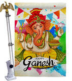 Happy Ganesh - Faith & Religious Inspirational Vertical Impressions Decorative Flags HG190003 Made In USA