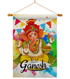 Happy Ganesh - Faith & Religious Inspirational Vertical Impressions Decorative Flags HG190003 Made In USA