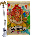 Happy Ganesh - Faith & Religious Inspirational Vertical Impressions Decorative Flags HG190003 Made In USA