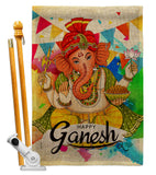 Happy Ganesh - Faith & Religious Inspirational Vertical Impressions Decorative Flags HG190003 Made In USA