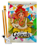 Happy Ganesh - Faith & Religious Inspirational Vertical Impressions Decorative Flags HG190003 Made In USA