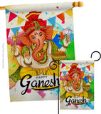 Happy Ganesh - Faith & Religious Inspirational Vertical Impressions Decorative Flags HG190003 Made In USA