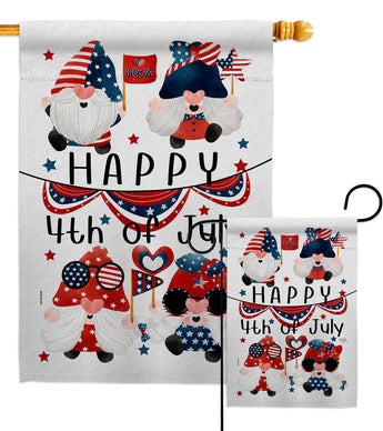 July 4 Gnome - Bugs Frogs Garden Friends Vertical Impressions Decorative Flags HG120305 Made In USA