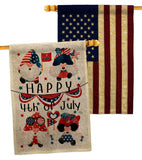 July 4 Gnome - Bugs Frogs Garden Friends Vertical Impressions Decorative Flags HG120305 Made In USA