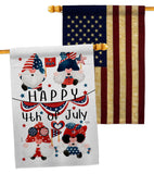 July 4 Gnome - Bugs Frogs Garden Friends Vertical Impressions Decorative Flags HG120305 Made In USA